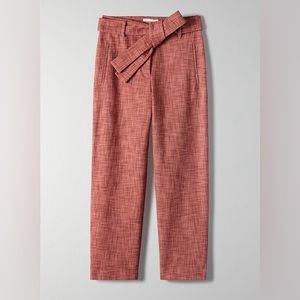 aritzia wilfred new tie front tweed pants / size 4 / rustic red
